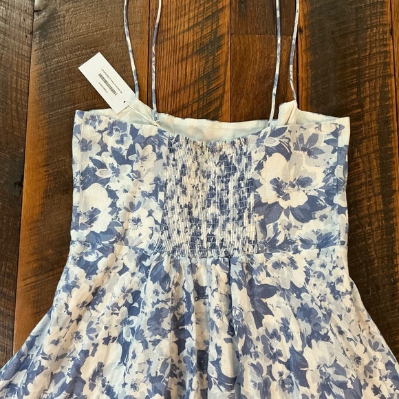 Reformation Monette Linen Midi Dress Blue White Floral 12 NWT - Picture 12 of 14